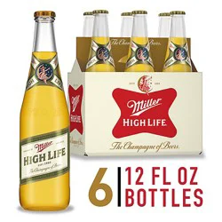 Miller High Life Beer American Style Lager 4.6% Abv Bottles - 6-12 Fl. Oz.