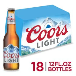 Coors Light American Style Light Lager Beer 4.2% Abv Bottles - 18-12 Fl. Oz.