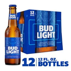 Bud Light American Lager Beer In Bottles - 12 - 12 Fl. Oz.