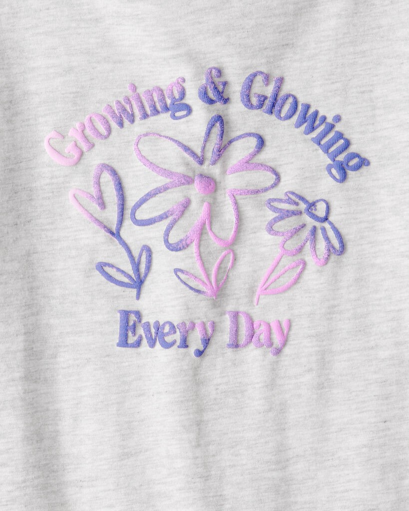 slide 3 of 3, Carter's Girls Growing & Glowing Long-Sleeve Graphic Tee - Grey Grey L, 1 ct