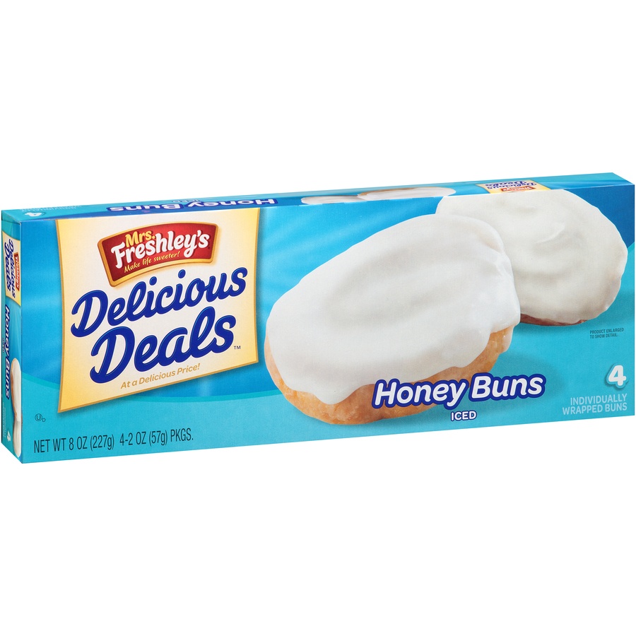 slide 6 of 8, Mrs. Freshley's Delicious Deals Iced Honey Buns, 4 ct; 2 oz