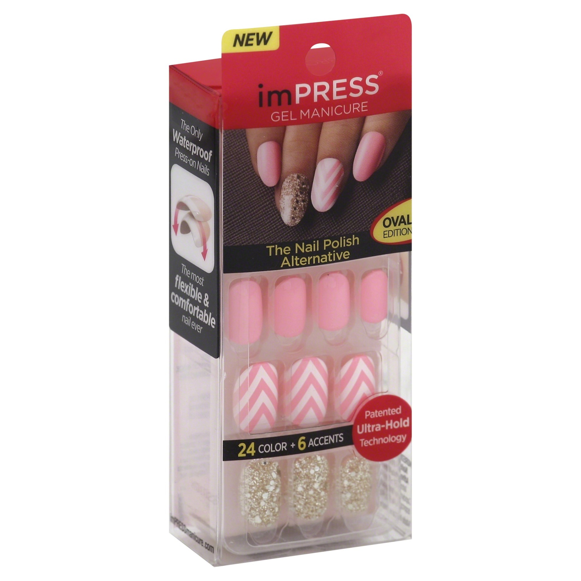 slide 1 of 1, Broadway's imPRESS Accents Gel Oval Press On Nails, 1 ct