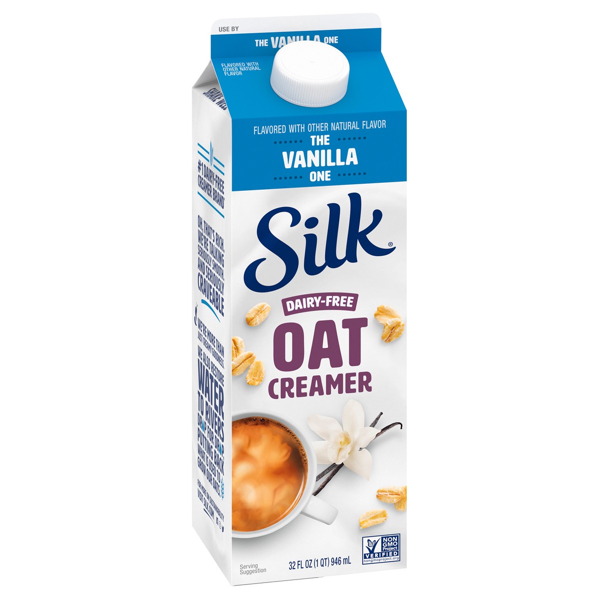 slide 2 of 9, Silk Vanilla Oat Milk Coffee Creamer, 1 Quart, 32 fl oz