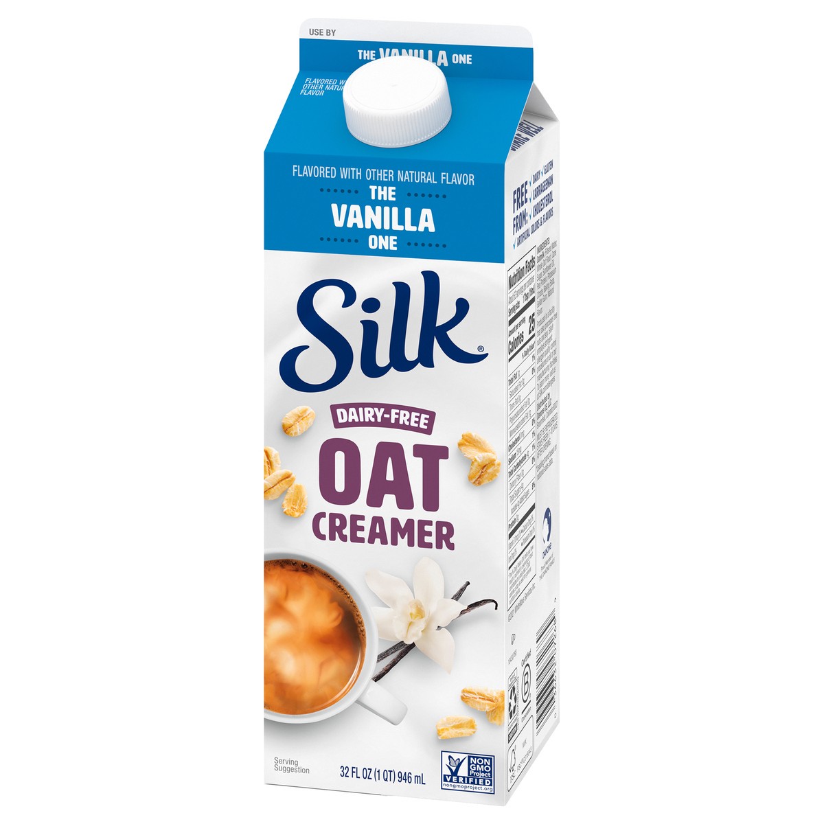 slide 4 of 9, Silk Vanilla Oat Milk Coffee Creamer, 1 Quart, 32 fl oz