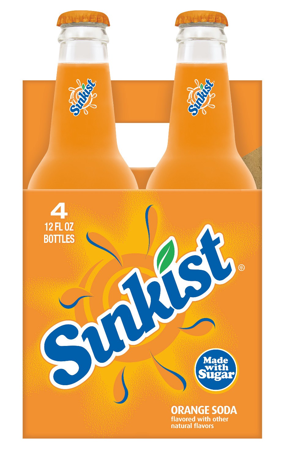 slide 1 of 1, Sunkist Orange Soda Made with Sugar- 4 ct, 4 ct