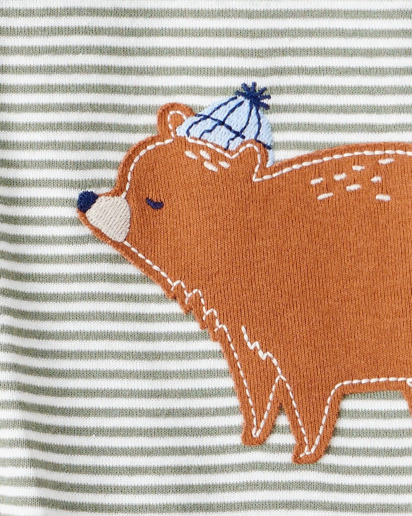 slide 2 of 4, Carter's Baby Boy Bear Striped 100% Cotton Long-Sleeve Snug Fit 1-Piece Pajamas - Green Green 18M, 1 ct