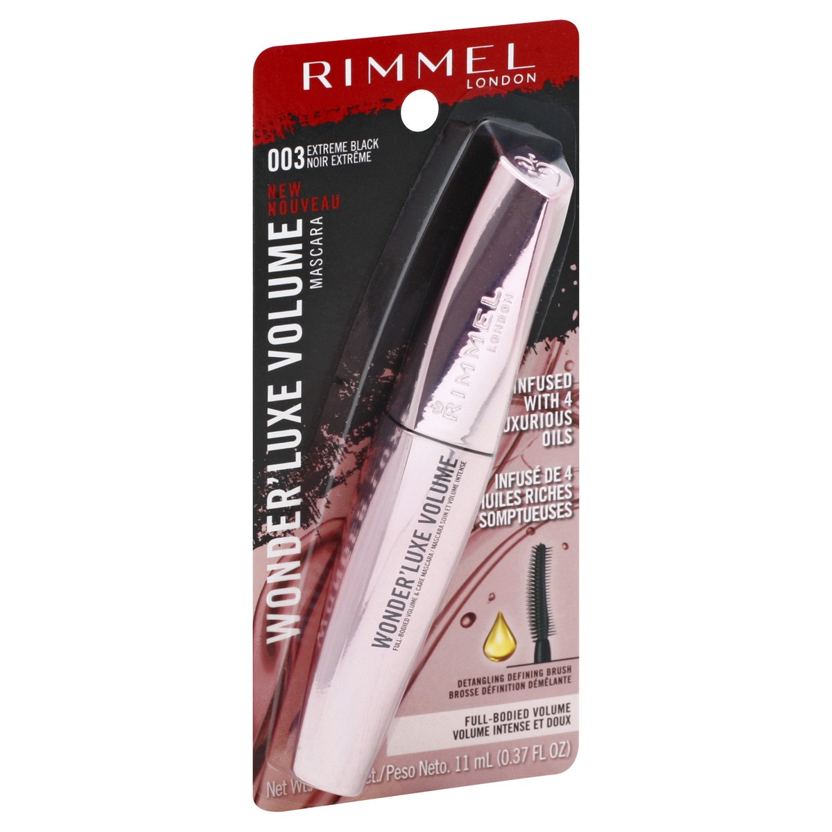 slide 7 of 12, COTY RIMMEL LONDON Rimmel London Wonder'Luxe Volume Mascara, Long-Wearing, Volumizing, Smudge-Proof, 001, Black, 0.08oz, 0.37 fl oz