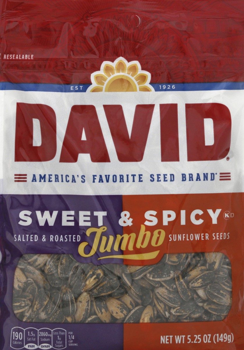 slide 5 of 8, DAVID Jumbo Sweet & Spicy Sunflower Seeds 5.25 oz, 5.25 oz