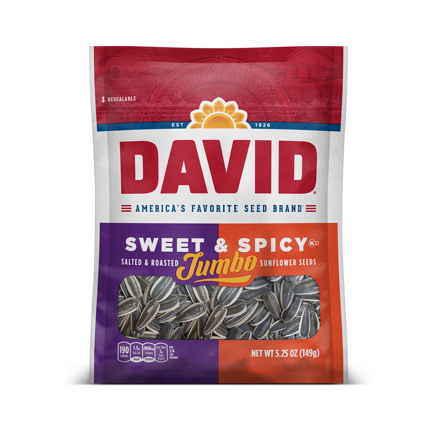 slide 1 of 8, DAVID Jumbo Sweet & Spicy Sunflower Seeds 5.25 oz, 5.25 oz