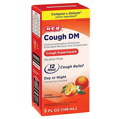 slide 1 of 1, H-E-B Cough Relief DM Orange, 5 oz