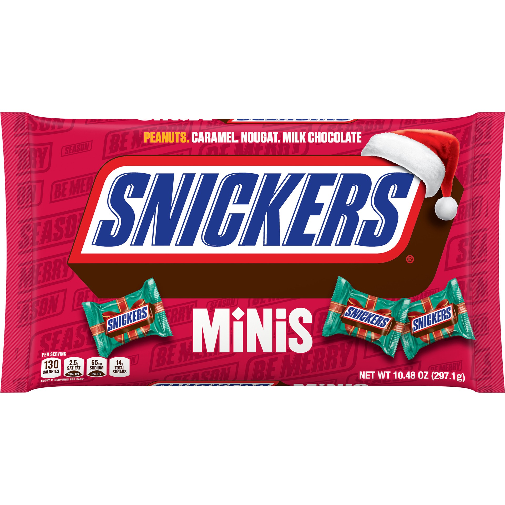 slide 1 of 8, SNICKERS Minis Milk Chocolate Christmas Candy Bars, 10.48 Oz Bag, 10.48 oz