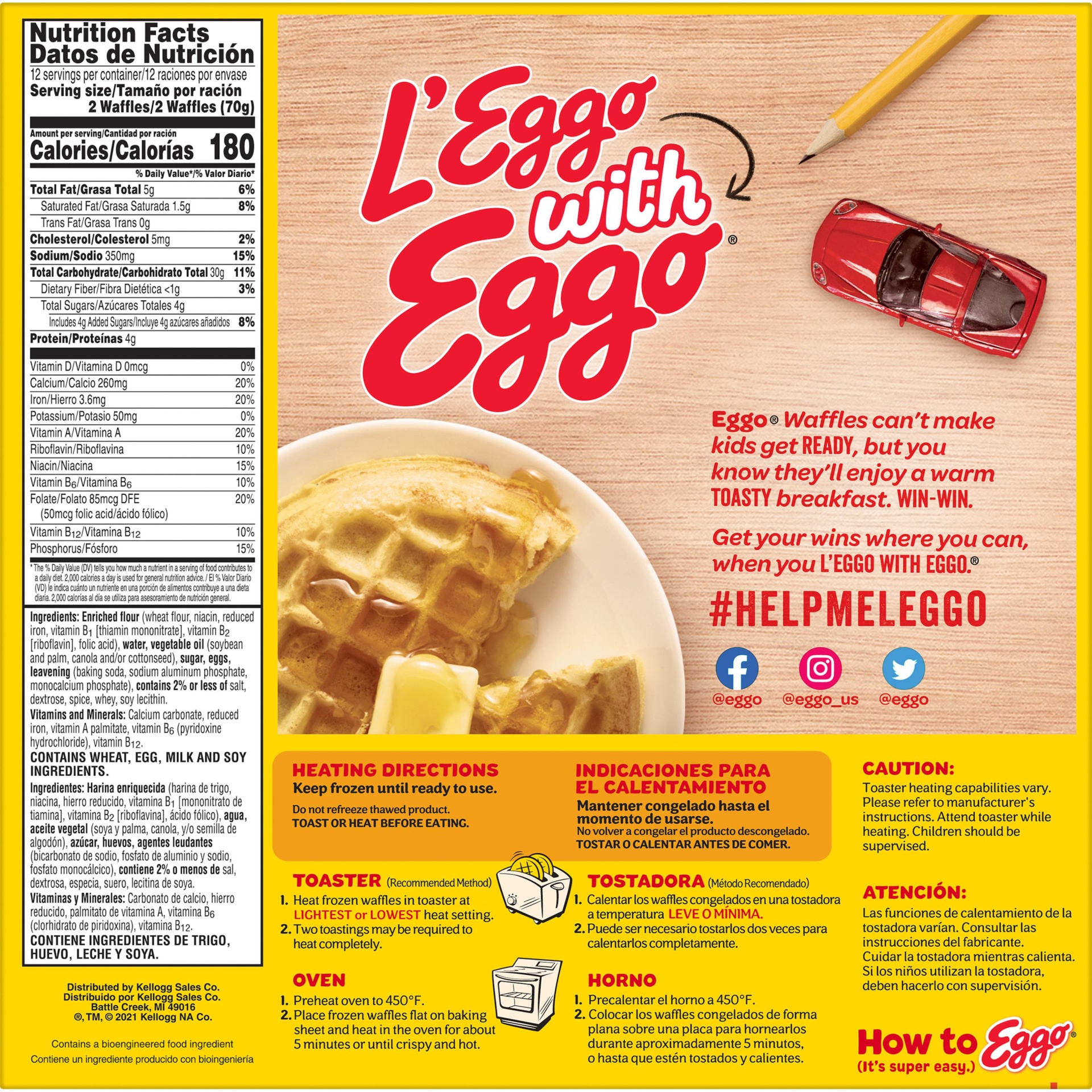 slide 2 of 7, Eggo Frozen Waffles, Frozen Breakfast, Homestyle, 29.6 oz