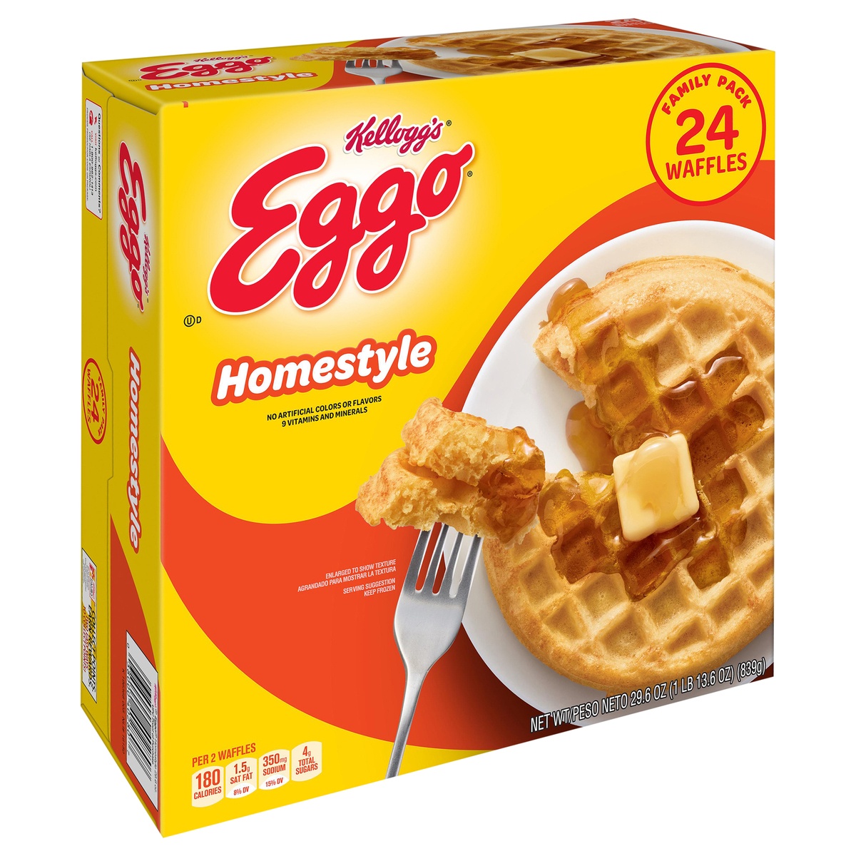slide 2 of 10, Eggo Frozen Waffles, Frozen Breakfast, Resealable, Homestyle, 29.6 oz