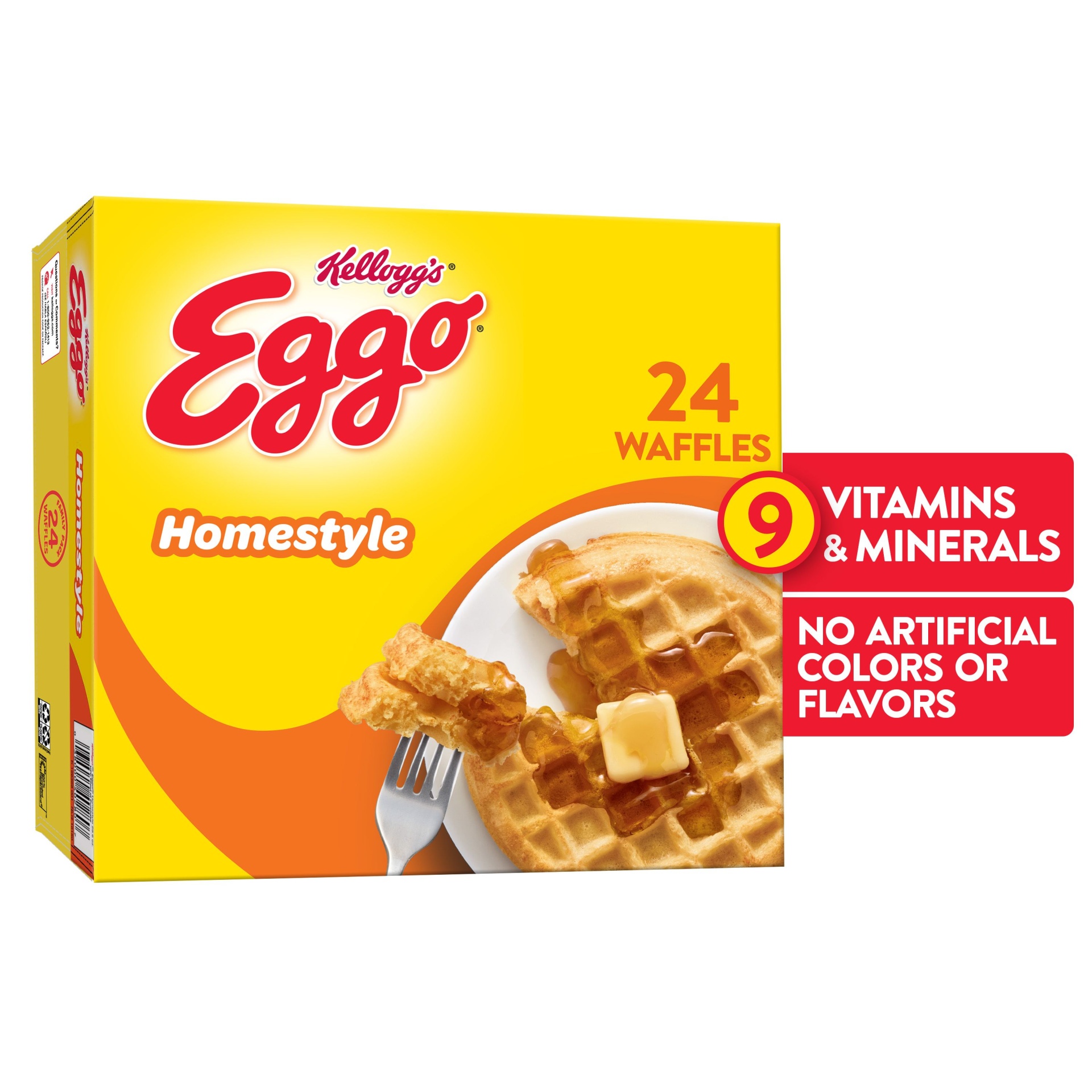 slide 1 of 7, Eggo Frozen Waffles, Frozen Breakfast, Homestyle, 29.6 oz