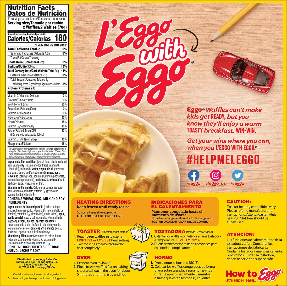 slide 9 of 10, Eggo Frozen Waffles, Frozen Breakfast, Resealable, Homestyle, 29.6 oz