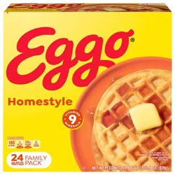 Eggo Frozen Waffles, Frozen Breakfast, Breakfast Food, Family Pack, Homestyle, 29.6oz Box, 24 Waffles