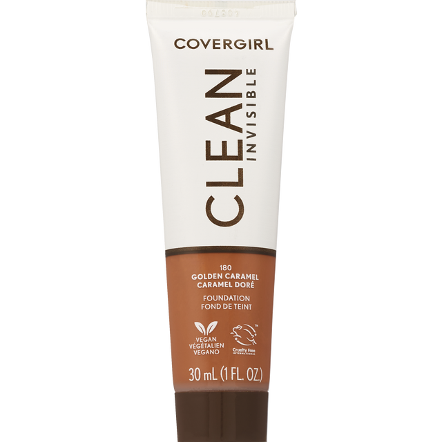 slide 1 of 9, Covergirl Clean Invisible Liquid Makeup, 180 Golden Caramel, 1 ct