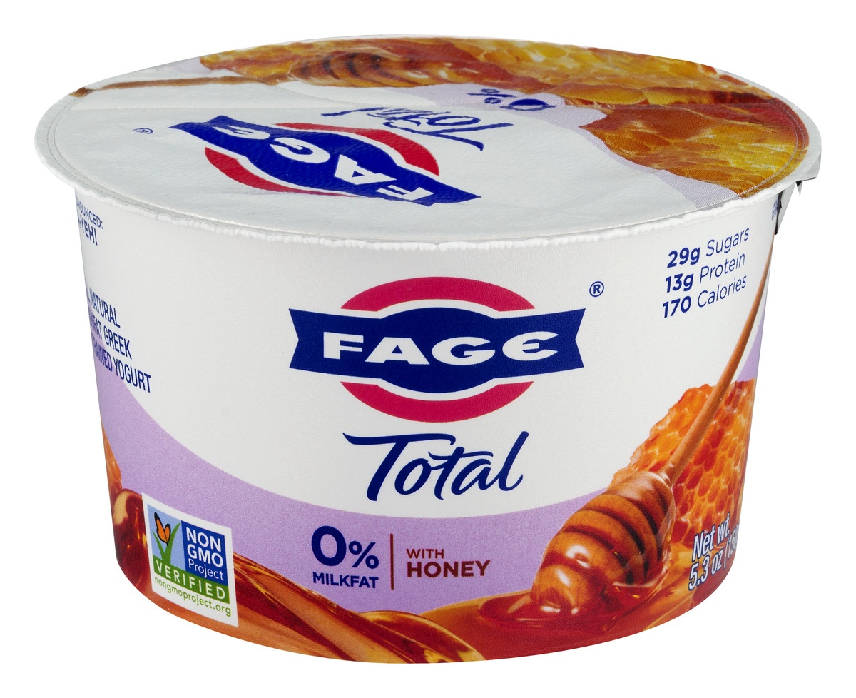slide 1 of 11, Fage Total Nonfat Greek Strained Yogurt Honey, 5.3 oz