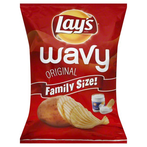 slide 1 of 6, Lay's Wavy Original Family Size Potato Chips, 10 oz