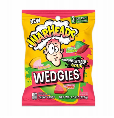 slide 1 of 1, Warheads Wedgies Gummies Peg Bag, 4.5 oz