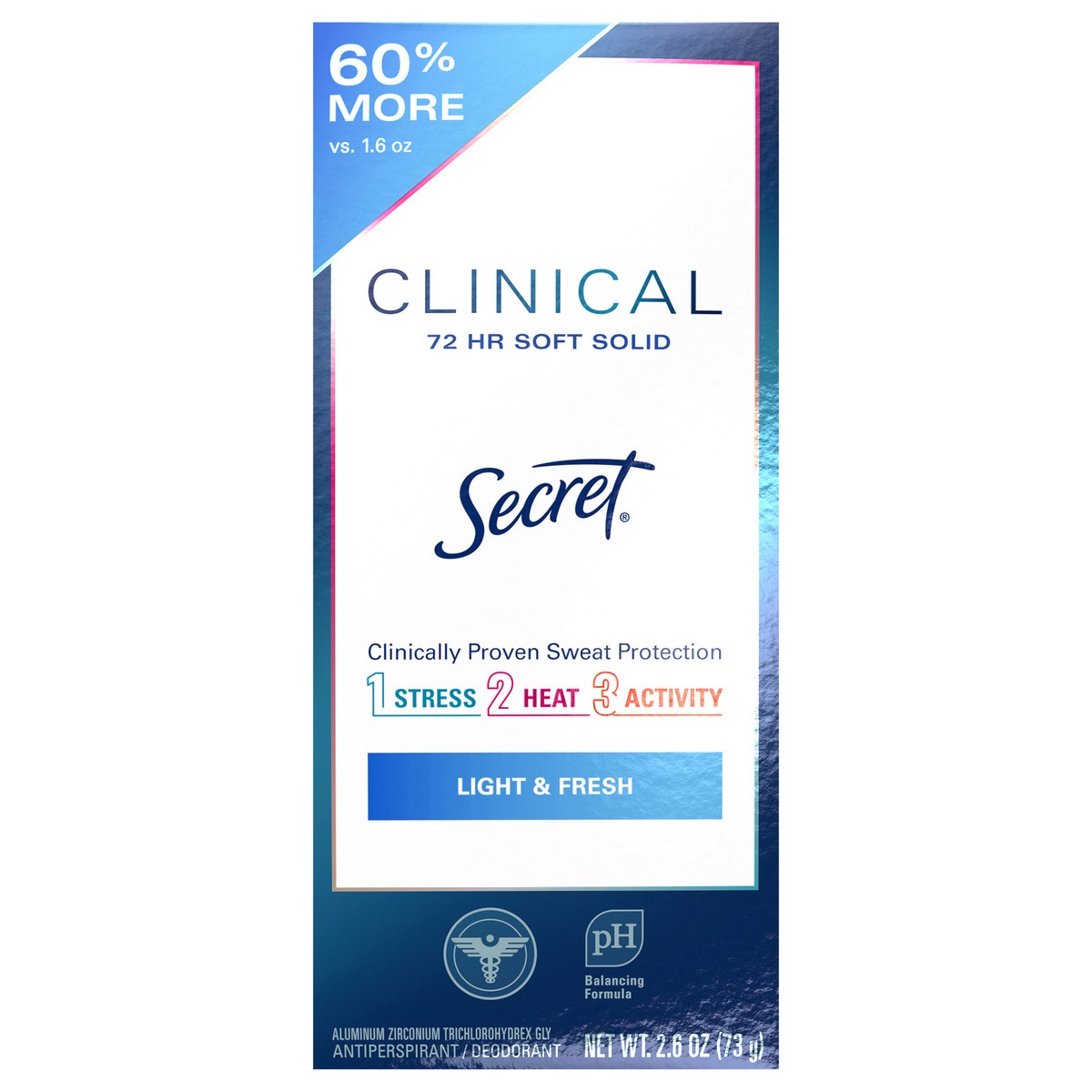 slide 1 of 1, Secret Clinical Strength Soft Solid Antiperspirant and Deodorant, Light & Fresh, 2.6 oz, 2.6 oz