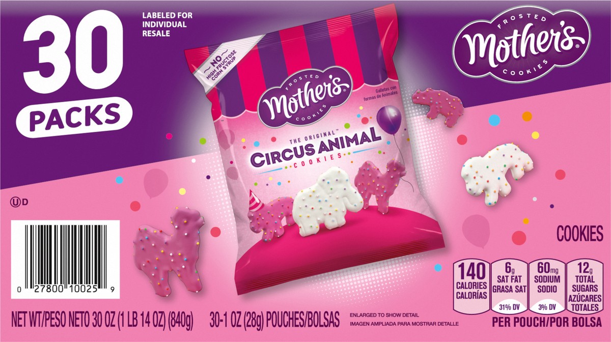 slide 5 of 14, Mother's Frosted Circus Animal Cookies 30 ea, 30 ct