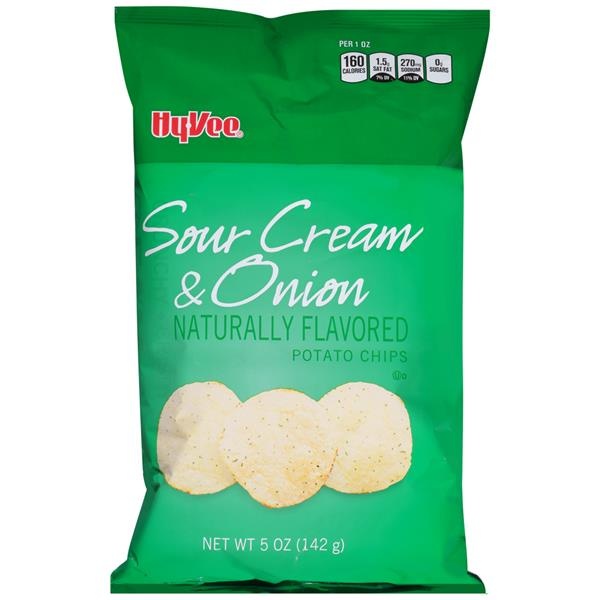slide 1 of 1, Hy-vee Sour Cream & Onion Flavored Potato Chips - 5 oz, 5 oz