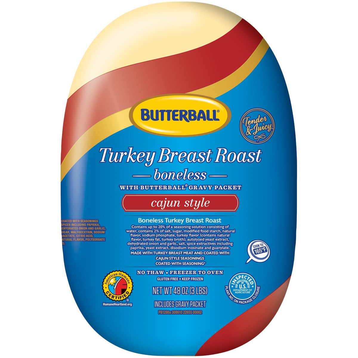 slide 8 of 9, Butterball Turkey Breast Roast, Cajun, Boneless with Gravy Pack, Frozen, 48 oz