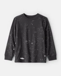 Carter's Carters Boys Galaxy Print Long-Sleeve Graphic Tee - Black Black S