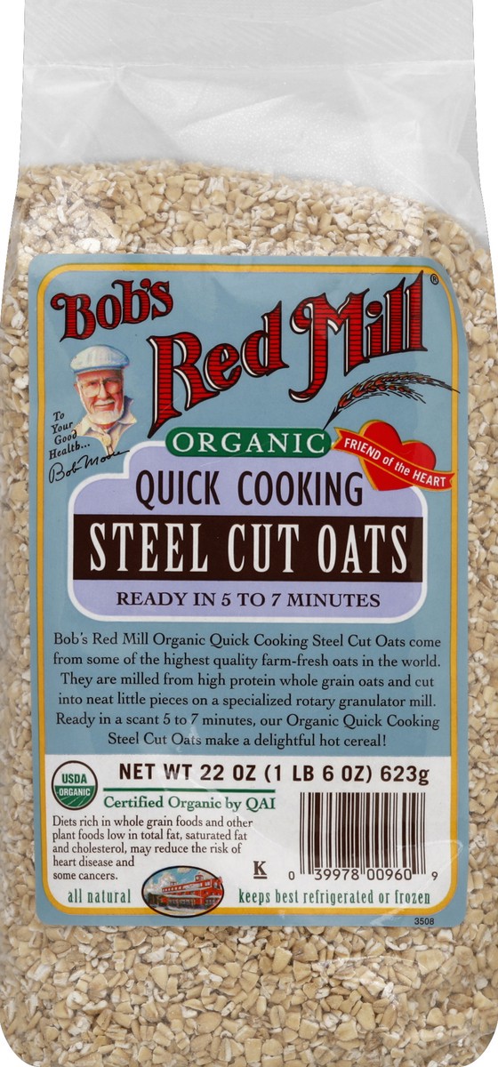 slide 5 of 5, Bob's Red Mill Organic Oats Steel Cut Quick Cooking, 22 oz