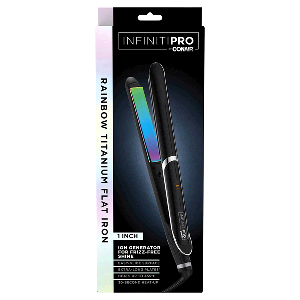 slide 1 of 1, Conair InfinitiPro Rainbow Titanium Flat Iron, 1 inch, 1 in