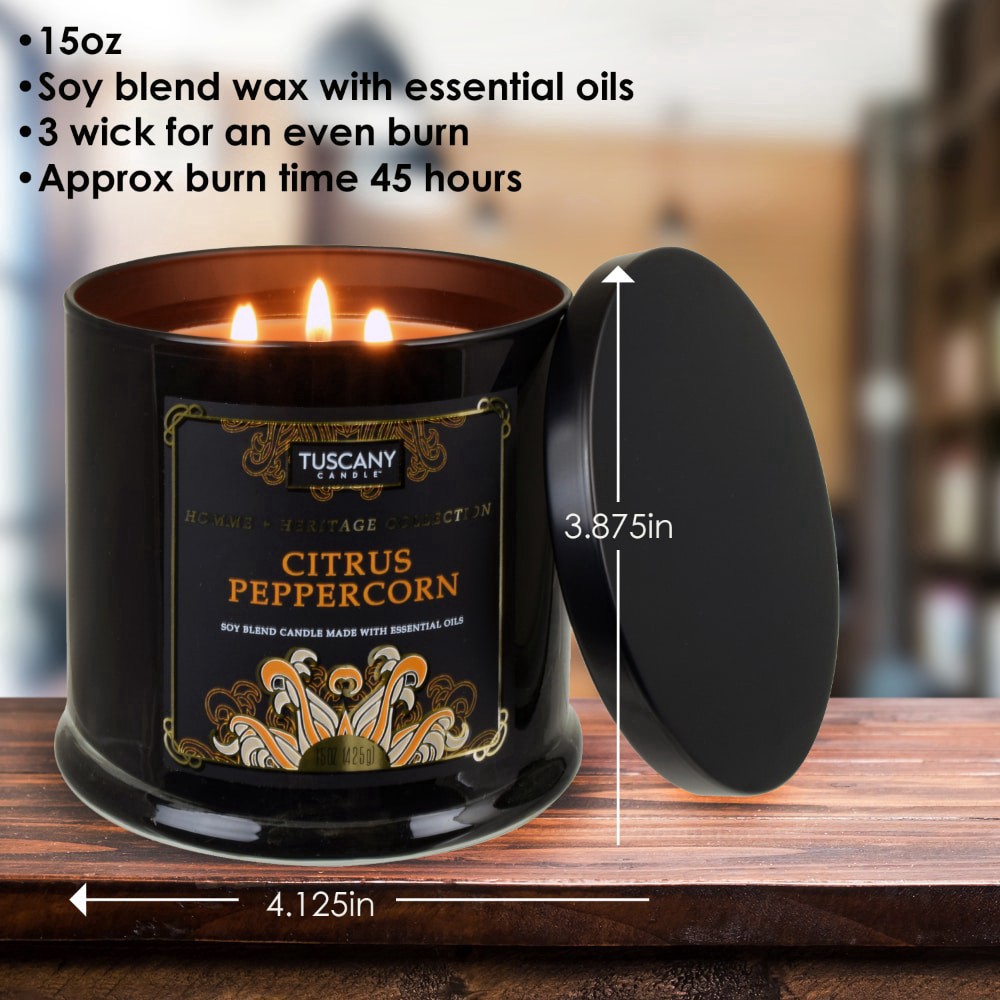 slide 2 of 3, Tuscany Candle Homme + Heritage Collection Soy Candle, Citrus Peppercorn, 15 oz