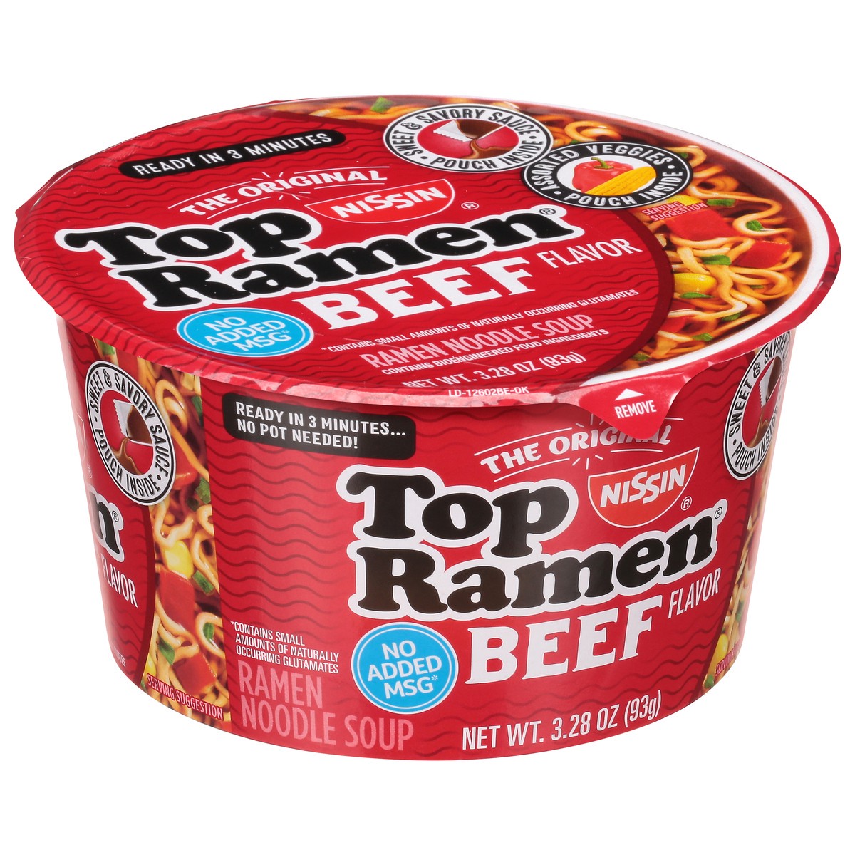 slide 2 of 9, Nissin Beef Top Ramen Bowl, 3.32 oz