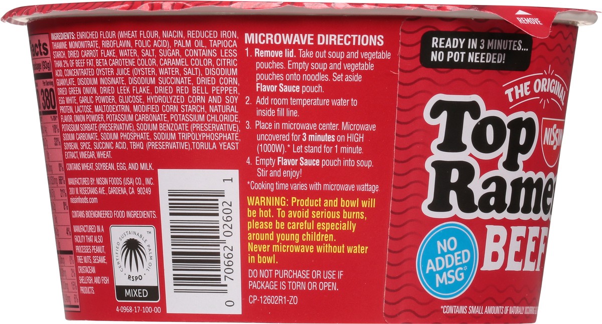 slide 9 of 9, Nissin Beef Top Ramen Bowl, 3.32 oz