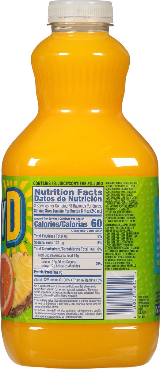 slide 5 of 13, Sunny D Sunnyd Orange Pineapple Juice Drink, 64 Fl Oz Bottle, 64 fl oz