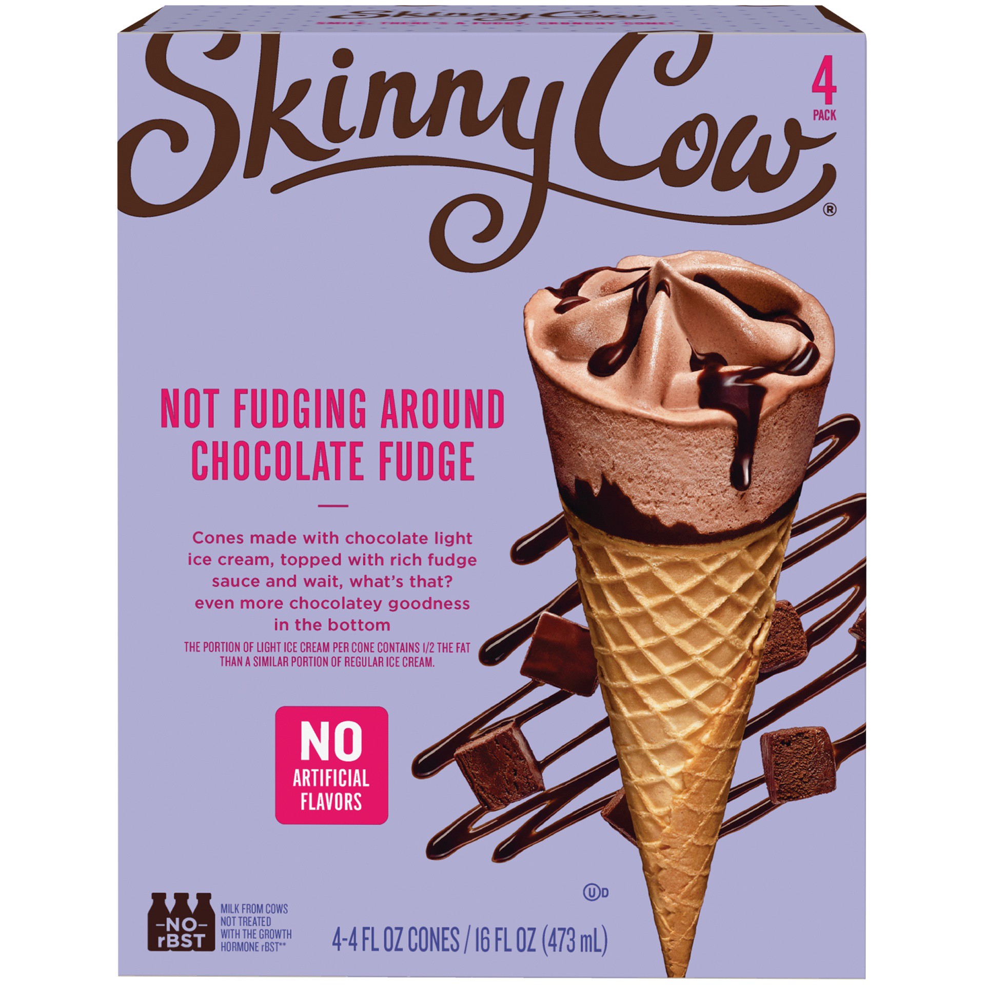 slide 1 of 5, Skinny Cow Chocolate Fudge Ice Cream Cone, 4 ct