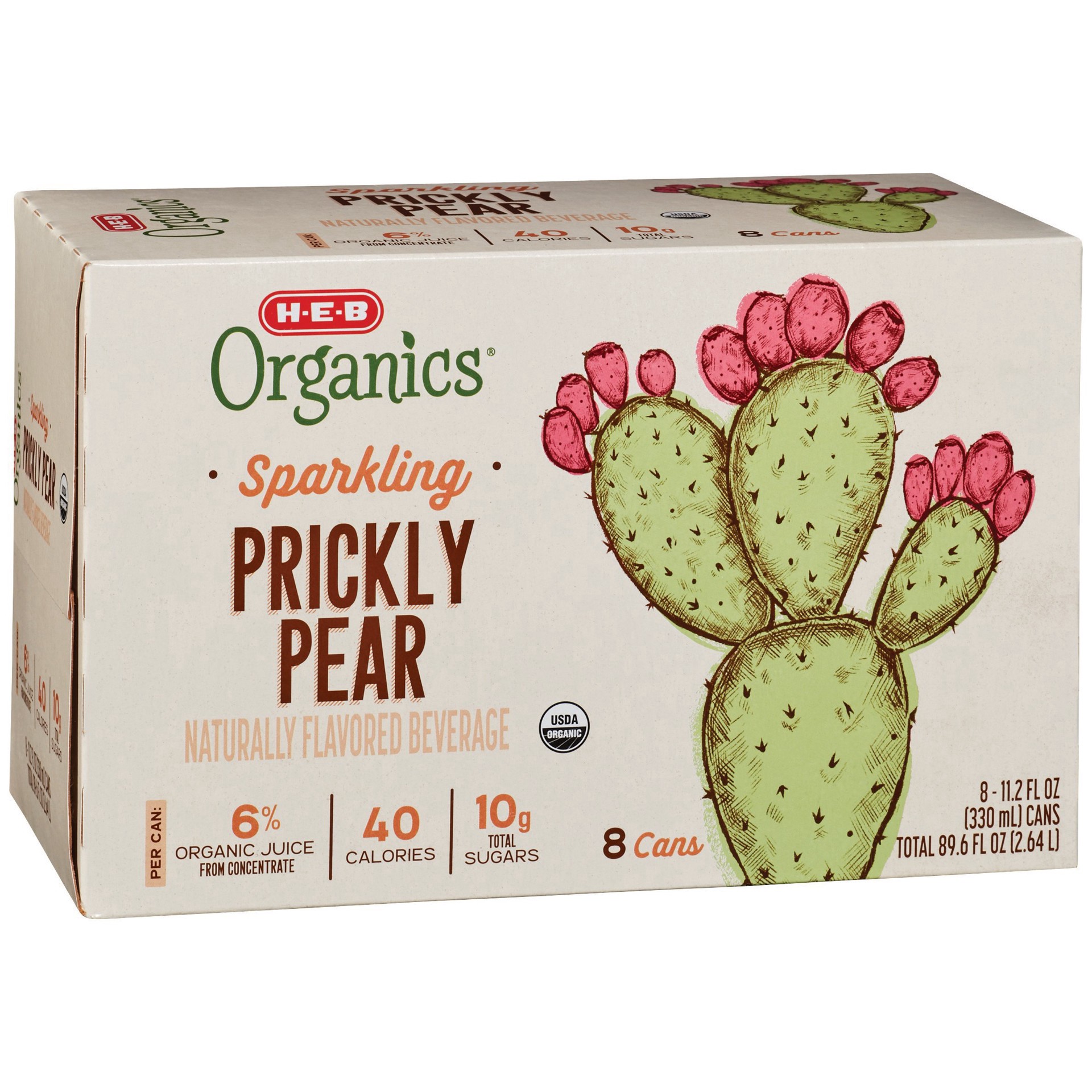 slide 1 of 1, H-E-B Organics Sparkling Prickly Pear Beverage - 8 ct, 8 ct