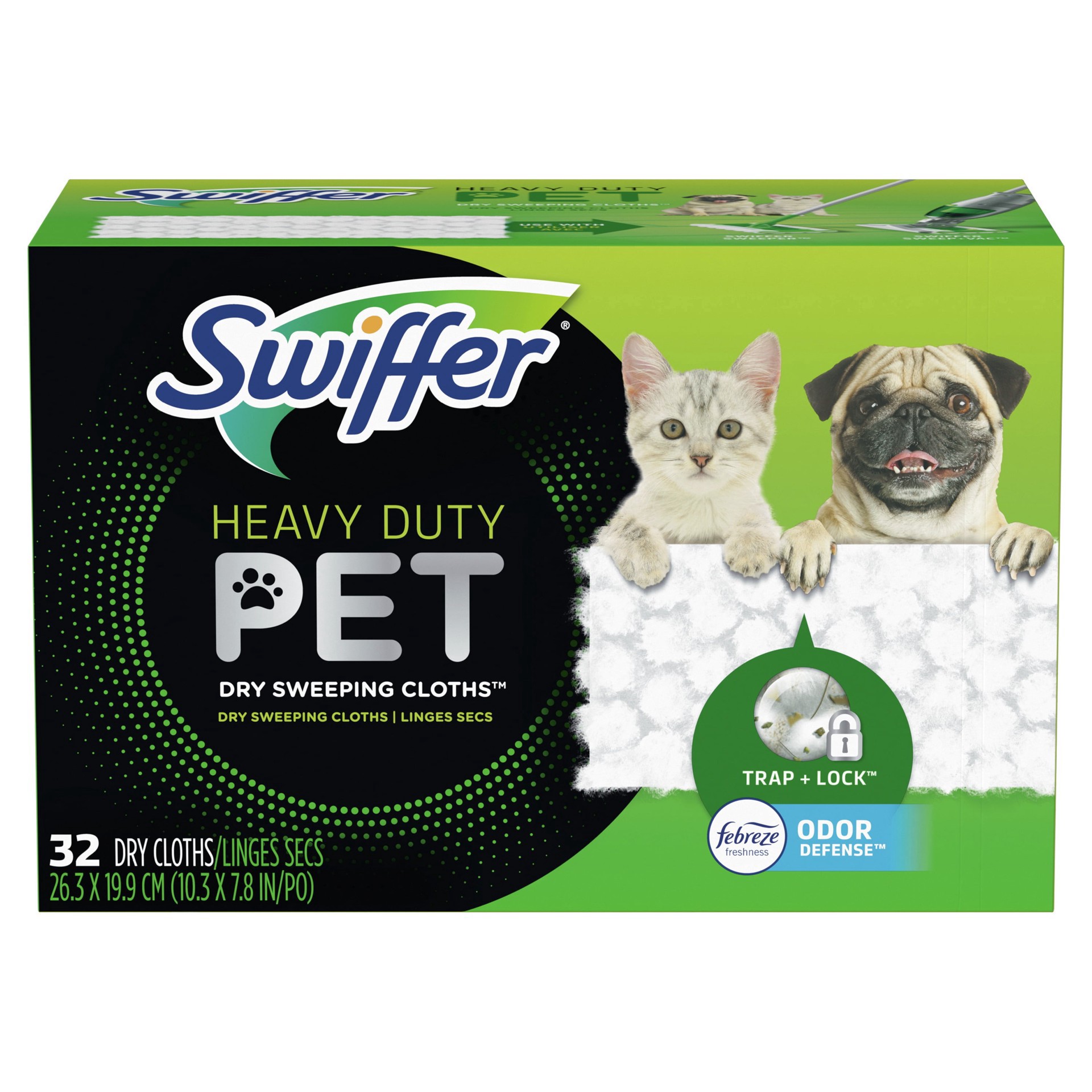 slide 15 of 16, Swiffer Sweeper Pet Heavy Duty Multi-Surface Dry Cloth Refills for Floor Sweeping and Cleaning, 32 count, 32 ct