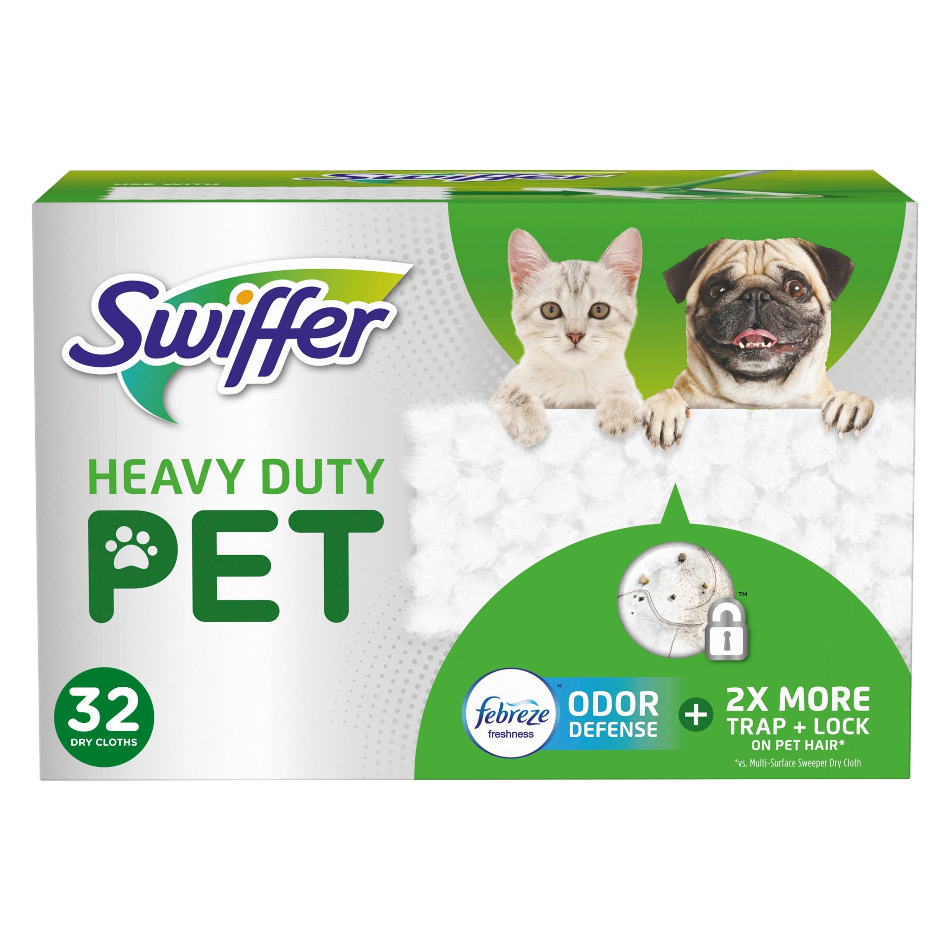 slide 1 of 2, Swiffer Heavy Duty Pet Dry Sweeping Cloth Refills, 32 ct
