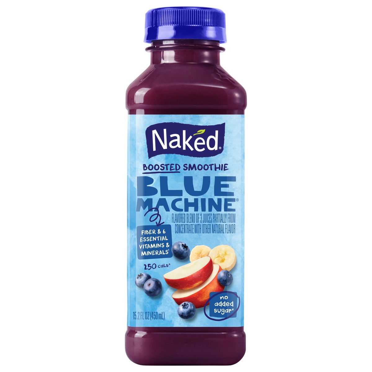 slide 1 of 11, Naked No Sugar Added, Non GMO Blue Machine Fruit Juice, 15.2 Fl Oz, Bottle, 15.20 fl oz