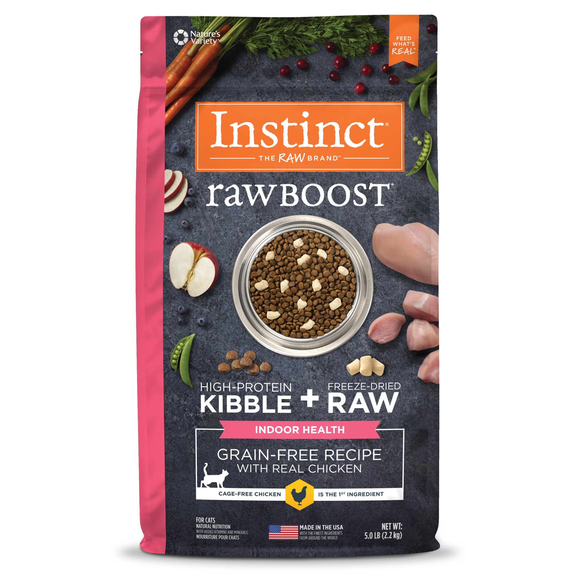 slide 1 of 7, Instinct Raw Boost Indoor Health Chicken Dry Cat Food, 5 lb. Bag, 5 lb