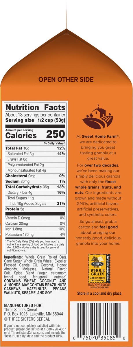slide 8 of 9, Sweet Home Farm Honey Nut Granola with Almonds 24 oz, 24 oz