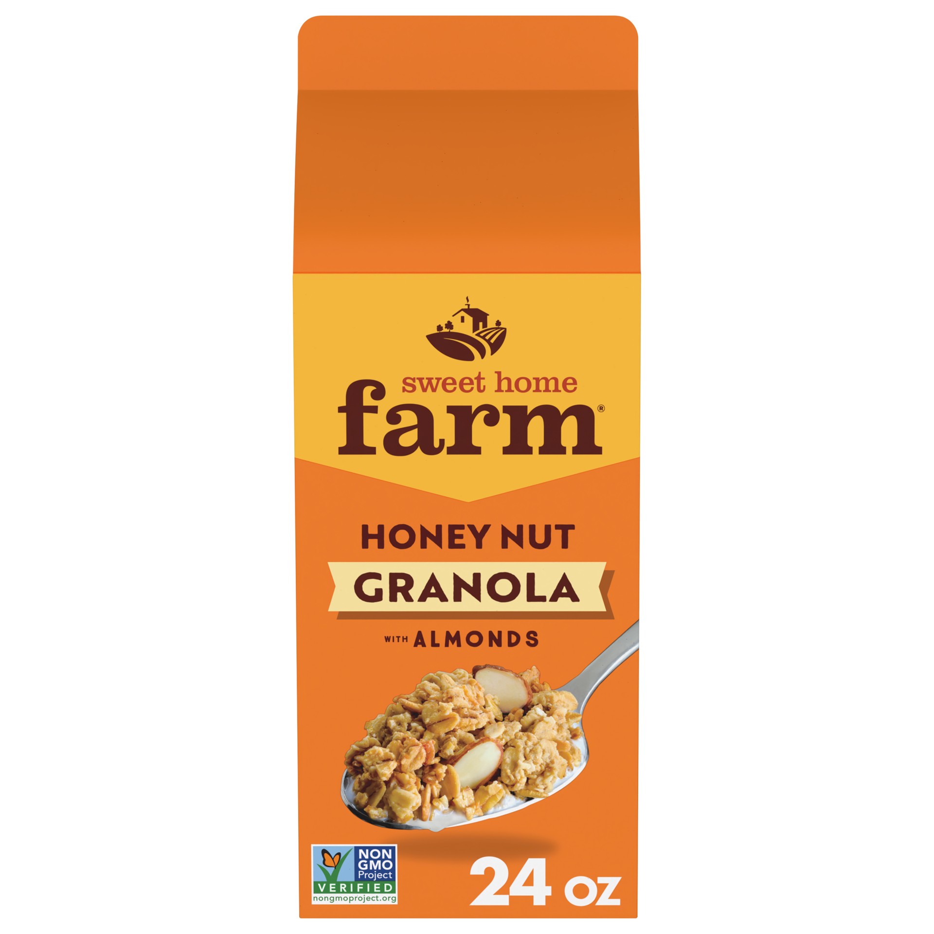 slide 1 of 9, Sweet Home Farm Honey Nut with Almonds Granola, Made with Whole Grain, Non-GMO Project Verified, Kosher, Vegan, 24 Oz Recyclable Carton, 24 oz