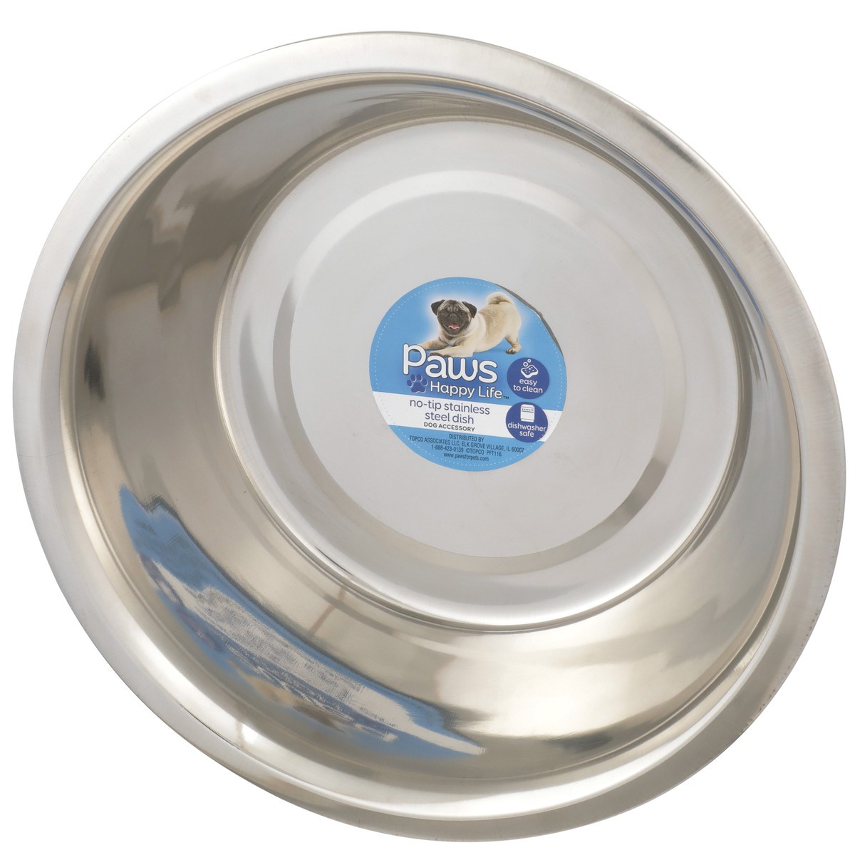 slide 10 of 11, Paws Happy Life No-Tip Stainless Steel Dog Dish, 3 qt