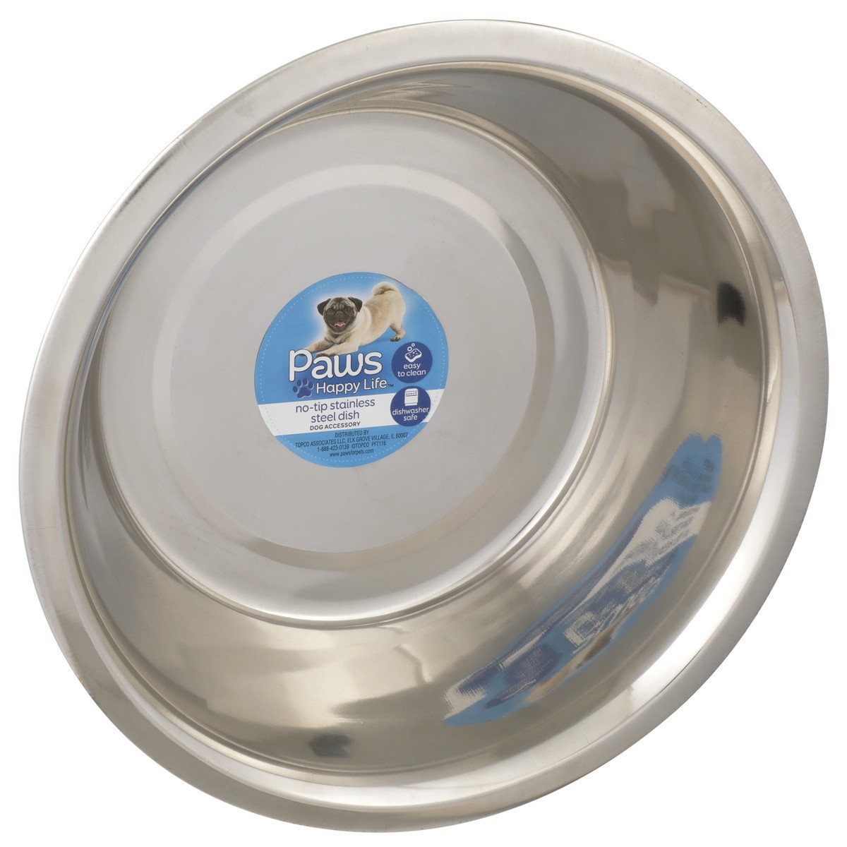 slide 5 of 11, Paws Happy Life No-Tip Stainless Steel Dog Dish, 3 qt