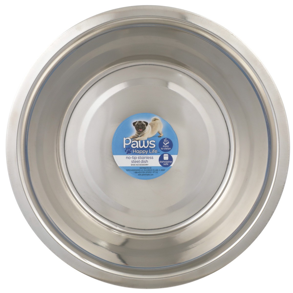 slide 8 of 11, Paws Happy Life No-Tip Stainless Steel Dog Dish, 3 qt