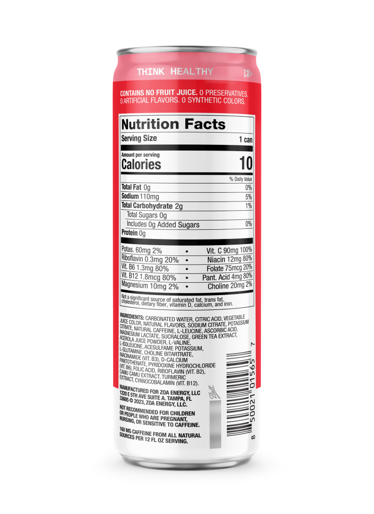 slide 2 of 3, Zoa Strawberry Watermelon Zero Sugar ZOA Energy Drink, Strawberry Watermelon, Zero Sugar, 12 fl oz Can, 12 oz