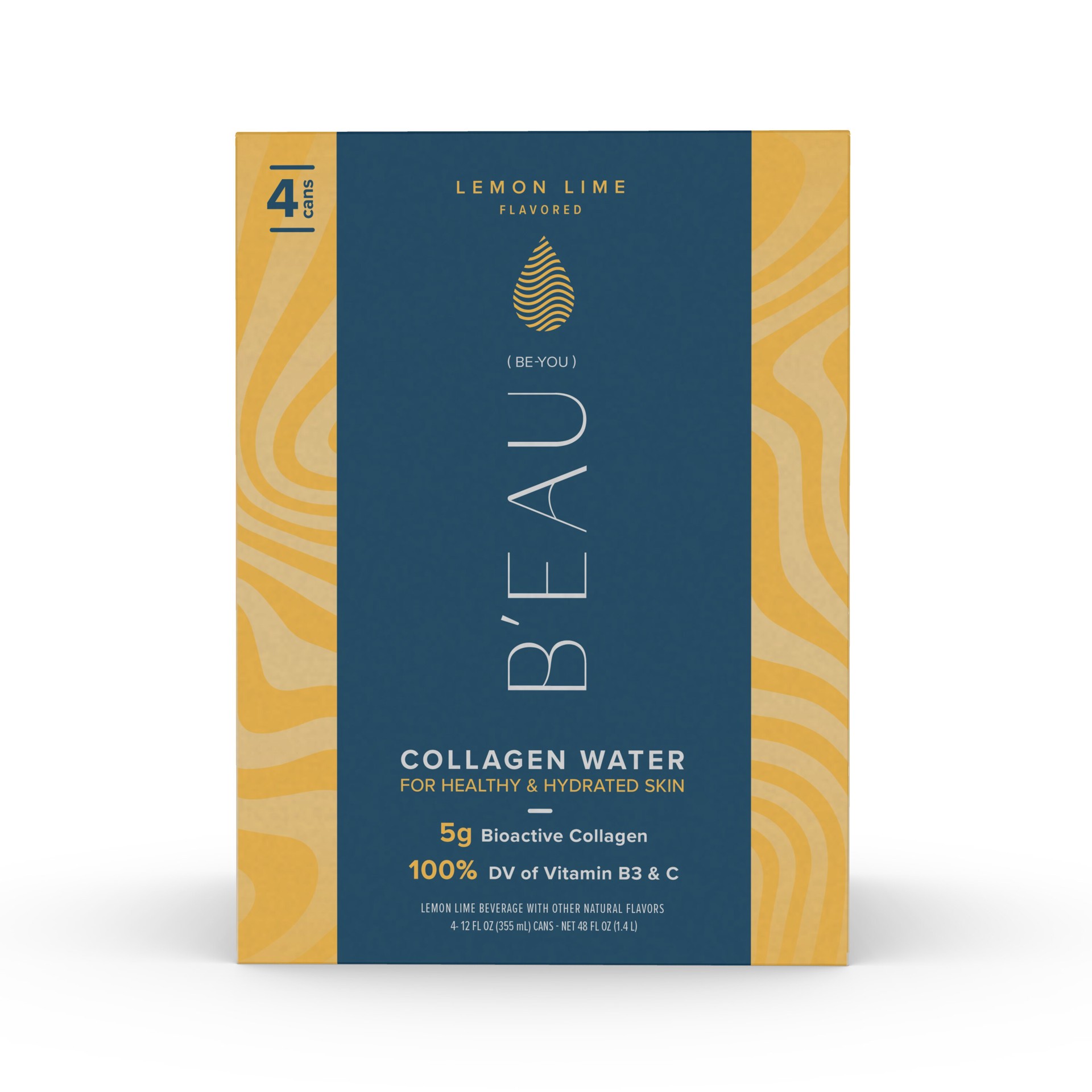 slide 1 of 1, B'Eau Coll Water Lemon Lime 4Pk, 12 oz