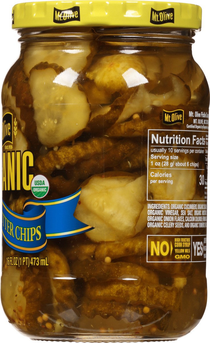 slide 6 of 13, Mt. Olive Organic Bread & Butter Pickle Chips, 16 fl oz