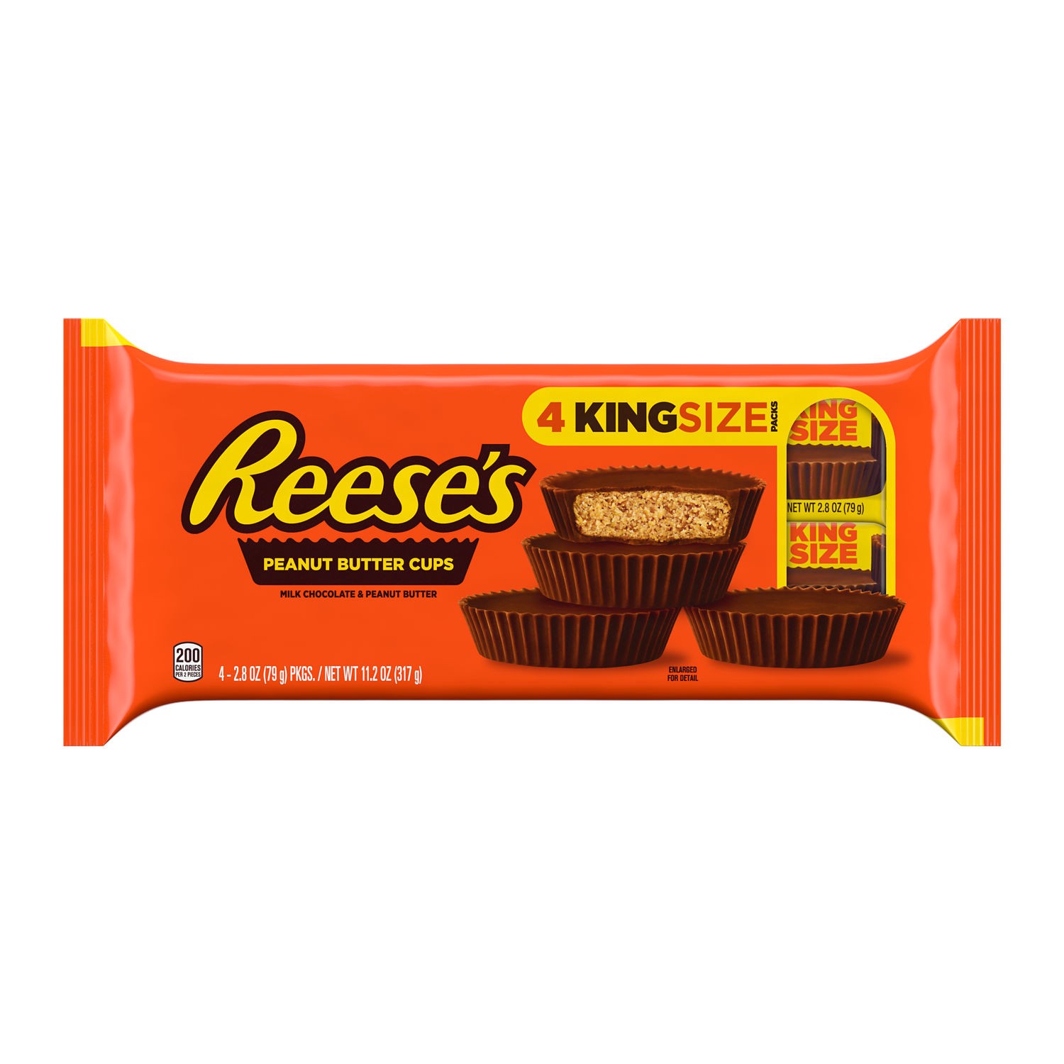 slide 1 of 1, Reese's Milk Chocolate King Size Peanut Butter Cups, Candy Packs, 2.8 oz (4 Count), 2.8 oz
